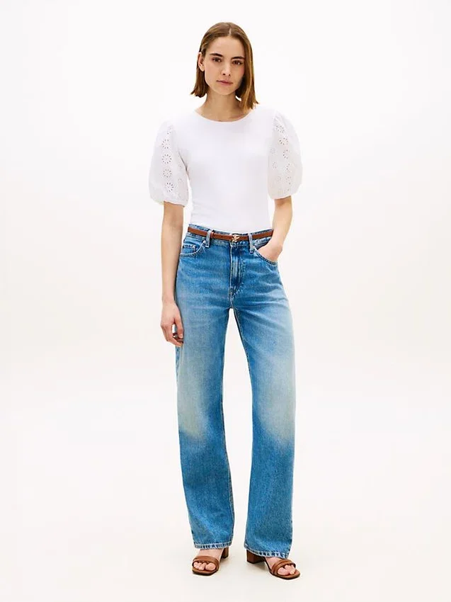 Embroidered Eyelet Mixed-Media Top Embroidered Eyelet Mixed-Media Top