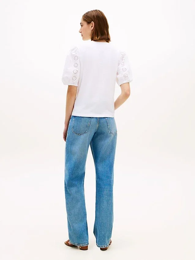 Embroidered Eyelet Mixed-Media Top Embroidered Eyelet Mixed-Media Top