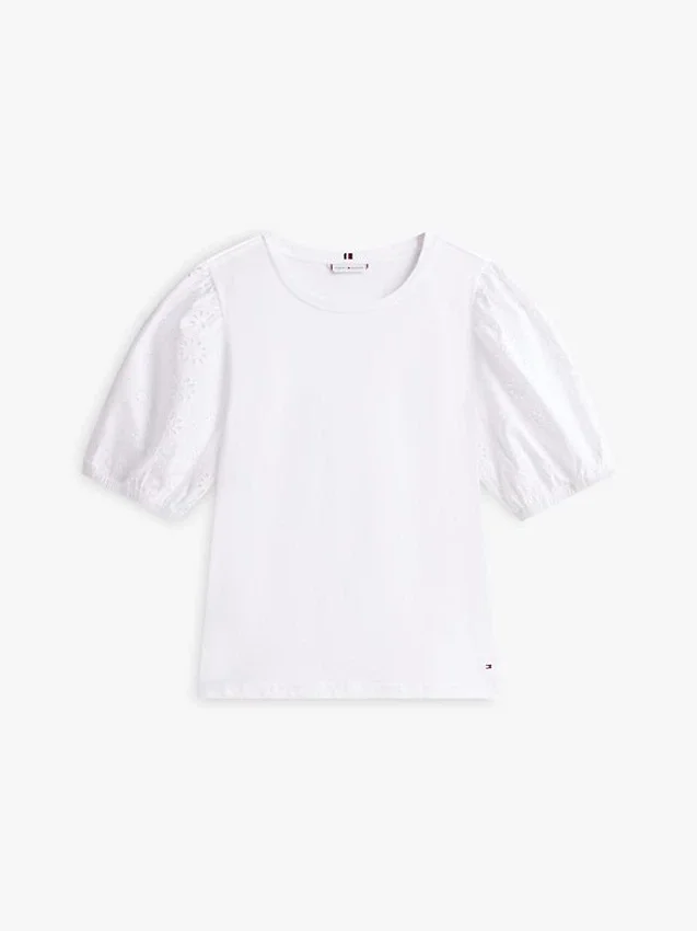 Embroidered Eyelet Mixed-Media Top Embroidered Eyelet Mixed-Media Top