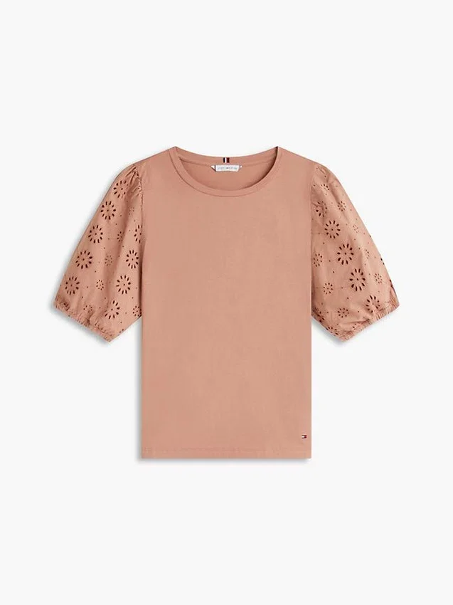 Embroidered Eyelet Mixed-Media Top Embroidered Eyelet Mixed-Media Top