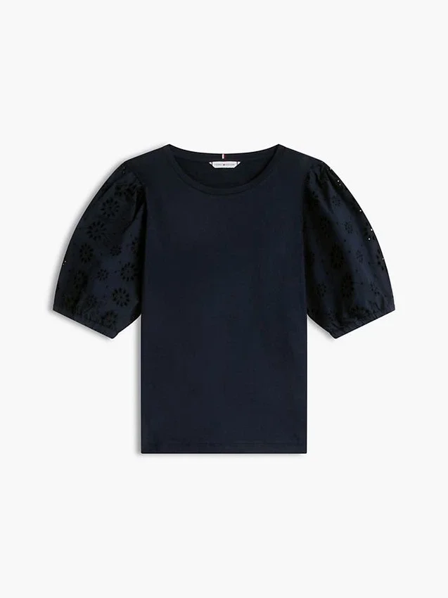 Embroidered Eyelet Mixed-Media Top Embroidered Eyelet Mixed-Media Top