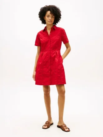 Embroidered Eyelet Poplin Shirtdress