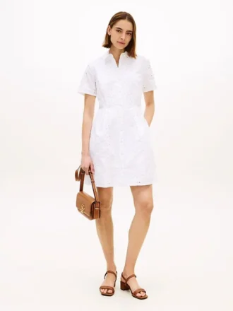 Embroidered Eyelet Poplin Shirtdress