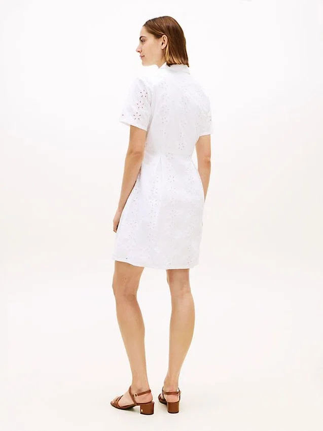 Embroidered Eyelet Poplin Shirtdress Embroidered Eyelet Poplin Shirtdress