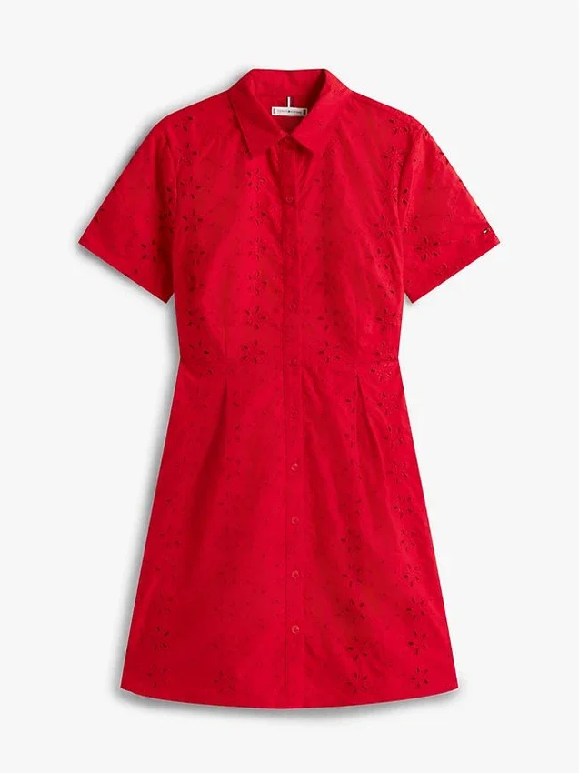 Embroidered Eyelet Poplin Shirtdress Embroidered Eyelet Poplin Shirtdress