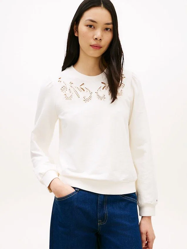 Embroidered Eyelet Sweatshirt Embroidered Eyelet Sweatshirt