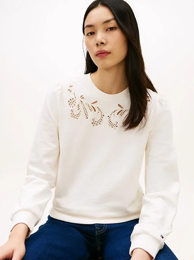 Embroidered Eyelet Sweatshirt Embroidered Eyelet Sweatshirt
