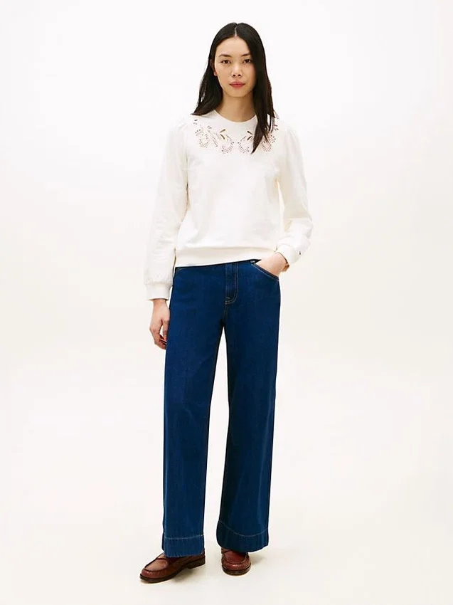Embroidered Eyelet Sweatshirt Embroidered Eyelet Sweatshirt