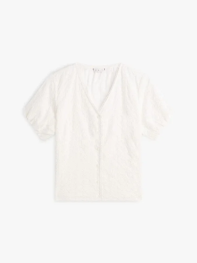 Embroidered Eyelet V-Neck Shirt Embroidered Eyelet V-Neck Shirt