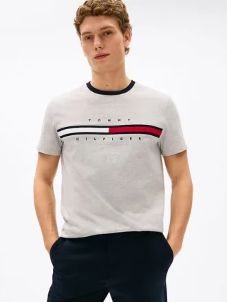 Embroidered Flag Stripe Logo T-Shirt
