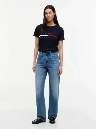 Embroidered Flag Stripe Logo T-Shirt