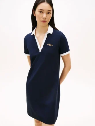 Embroidered Hilfiger Script Polo Dress