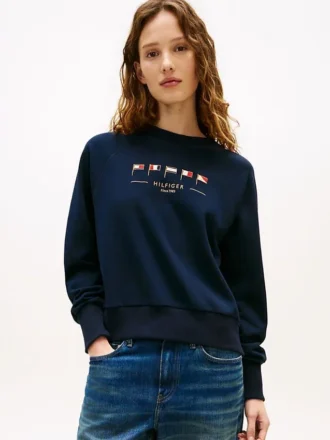 Embroidered Nautical Flag Sweatshirt