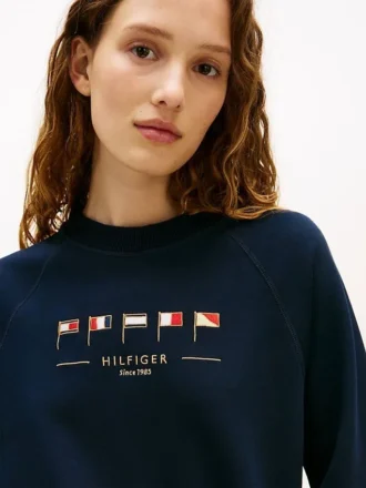 Embroidered Nautical Flag Sweatshirt