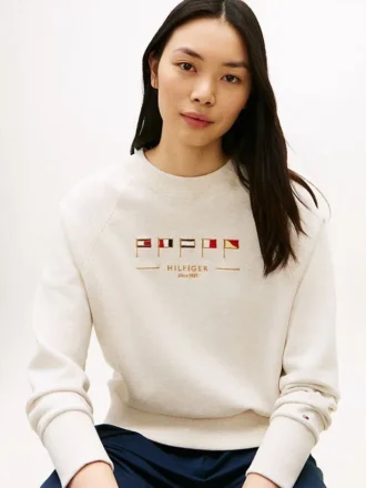 Embroidered Nautical Flag Sweatshirt