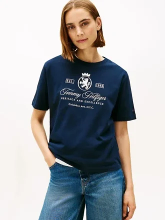 Embroidered Script Crest Logo T-Shirt
