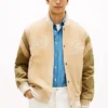 Embroidered Suede Varsity Jacket