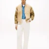 Embroidered Suede Varsity Jacket