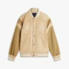Embroidered Suede Varsity Jacket
