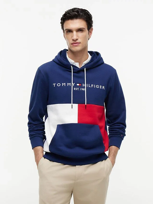 Embroidered Tommy Logo Colorblock Hoodie Embroidered Tommy Logo Colorblock Hoodie