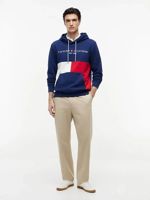 Embroidered Tommy Logo Colorblock Hoodie Embroidered Tommy Logo Colorblock Hoodie