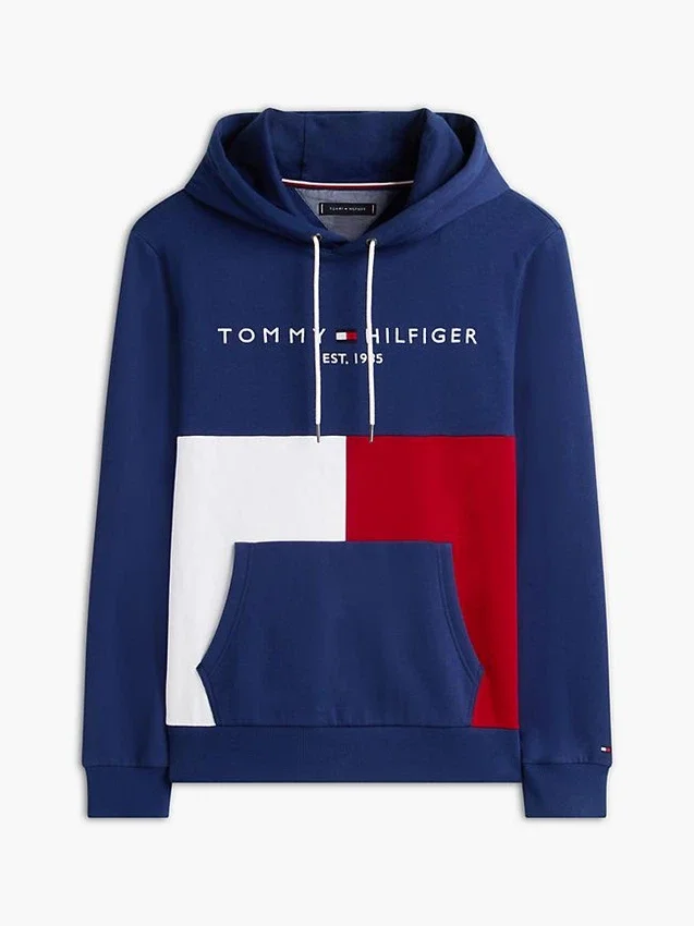 Embroidered Tommy Logo Colorblock Hoodie Embroidered Tommy Logo Colorblock Hoodie