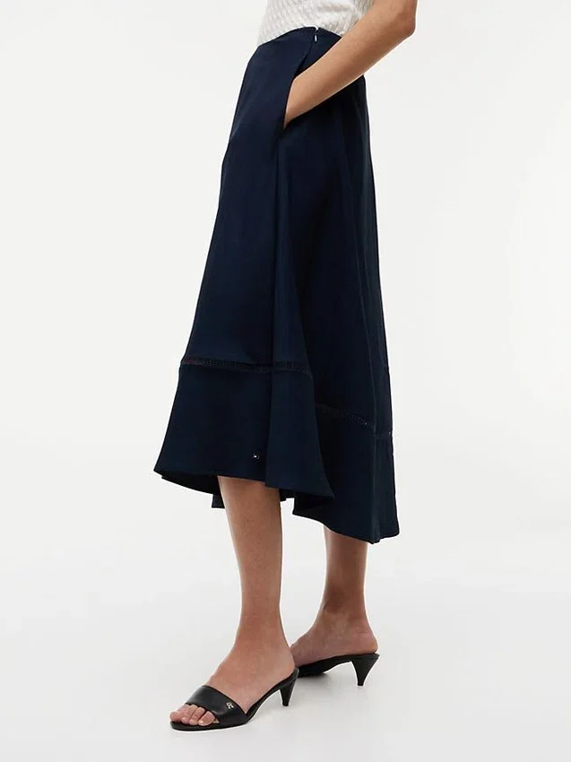 Flag Logo Trim Midi Skirt Flag Logo Trim Midi Skirt