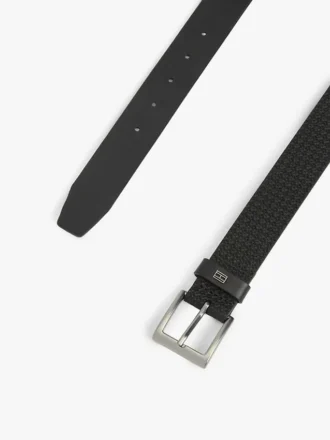 Flag Print Square-Buckle Leather Belt