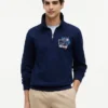 Floral Logo Quarter-Zip Polo Sweatshirt