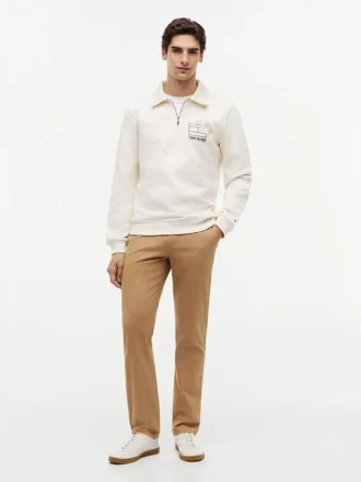 Floral Logo Quarter-Zip Polo Sweatshirt