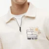 Floral Logo Quarter-Zip Polo Sweatshirt