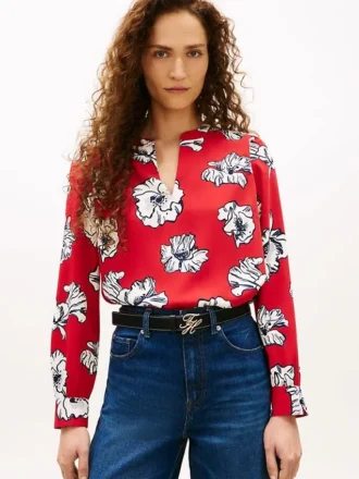 Floral Print Crepe Pullover Top