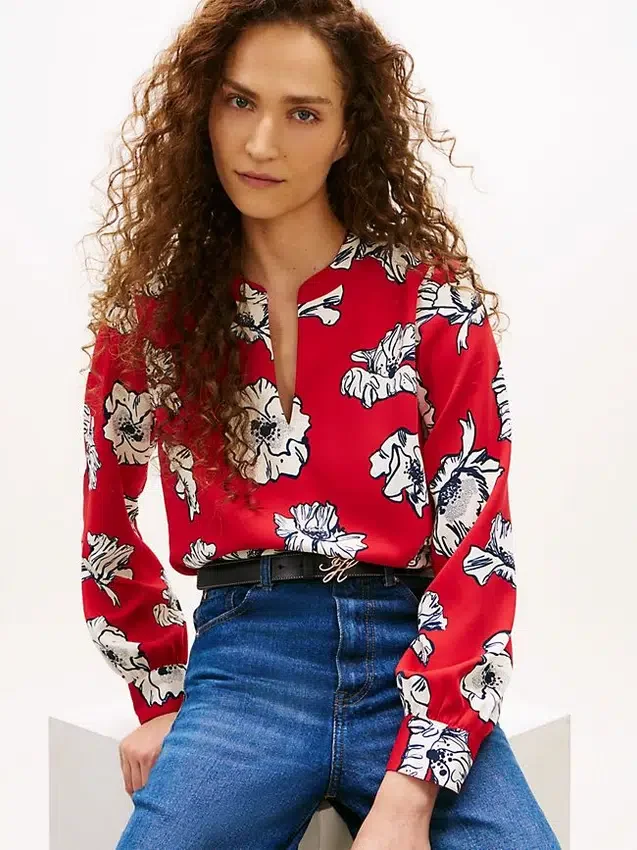 Floral Print Crepe Pullover Top Floral Print Crepe Pullover Top