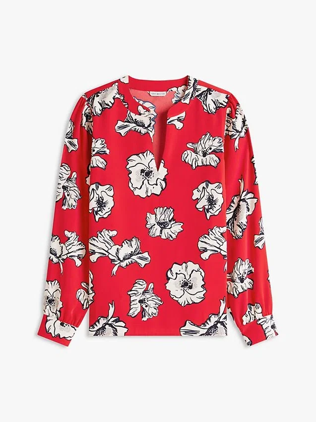 Floral Print Crepe Pullover Top Floral Print Crepe Pullover Top