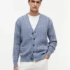 Garment-Dyed Cable Knit Cardigan