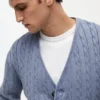 Garment-Dyed Cable Knit Cardigan