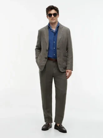 Garment-Dyed Linen Tapered Pant