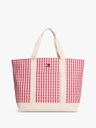 Gingham Canvas Tote Bag