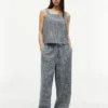 Gingham Linen-Blend Pull-On Pant Gingham Linen-Blend Pull-On Pant