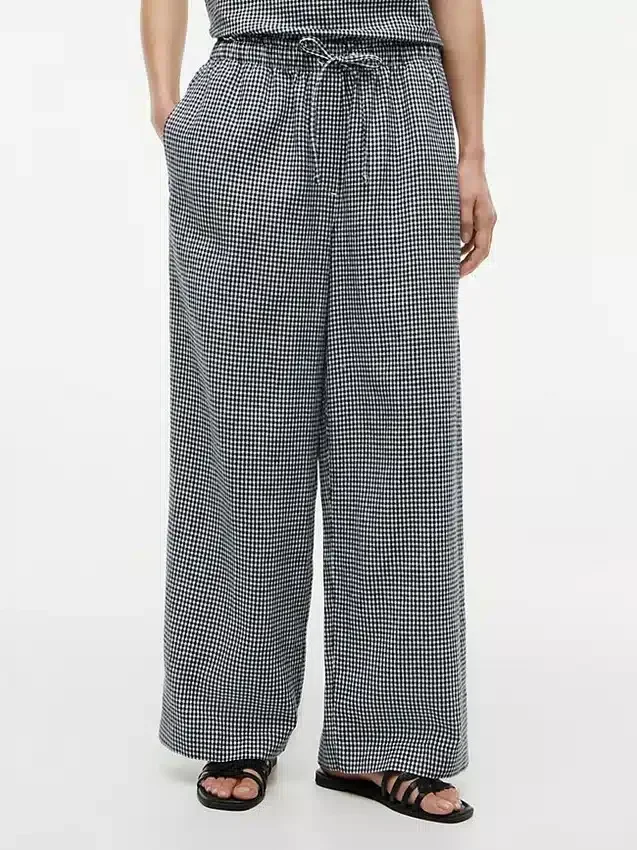 Gingham Linen-Blend Pull-On Pant Gingham Linen-Blend Pull-On Pant