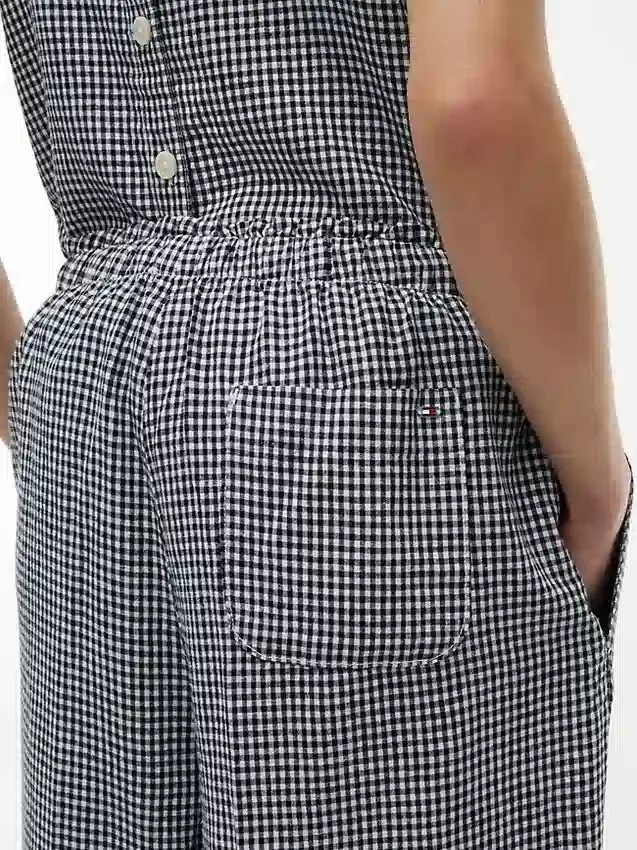 Gingham Linen-Blend Pull-On Pant Gingham Linen-Blend Pull-On Pant