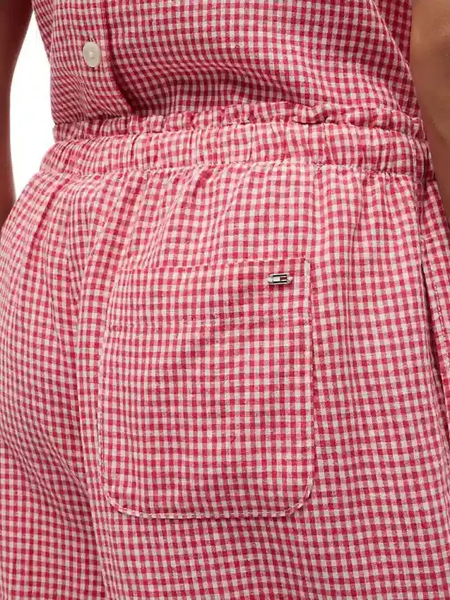 Gingham Linen-Blend Pull-On Pant Gingham Linen-Blend Pull-On Pant