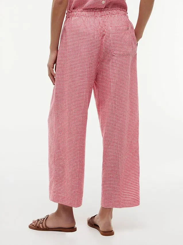 Gingham Linen-Blend Pull-On Pant Gingham Linen-Blend Pull-On Pant