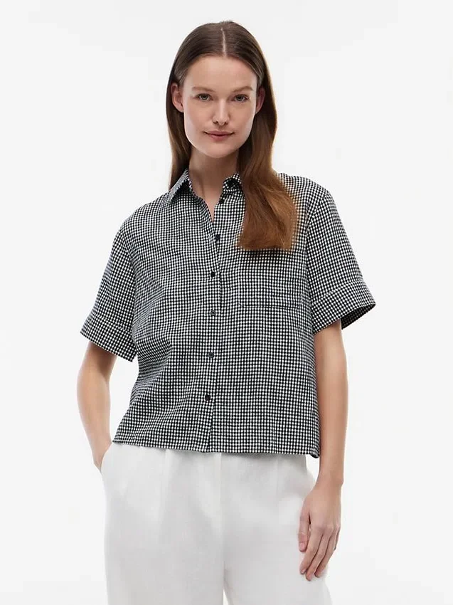 Gingham Linen-Blend Shirt Gingham Linen-Blend Shirt