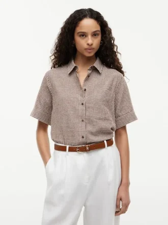 Gingham Linen-Blend Shirt