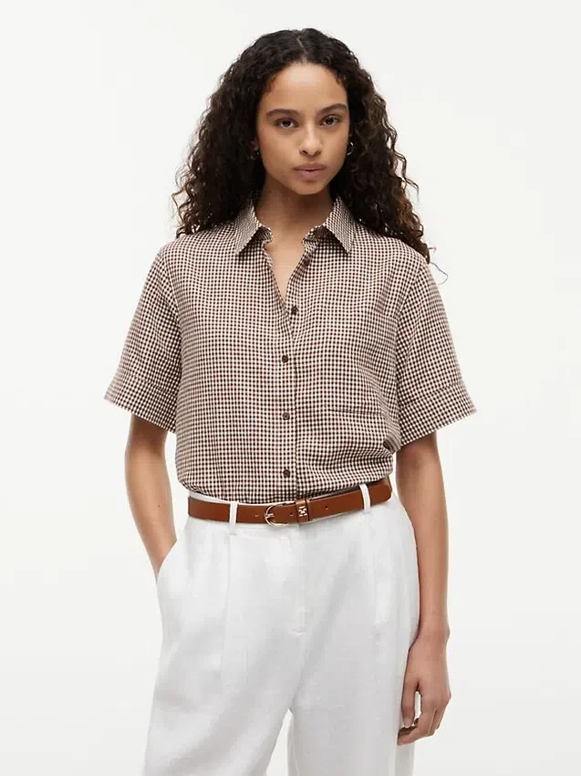 Gingham Linen-Blend Shirt Gingham Linen-Blend Shirt