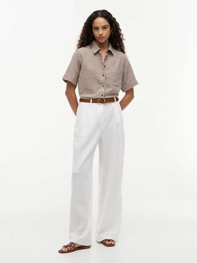 Gingham Linen-Blend Shirt Gingham Linen-Blend Shirt