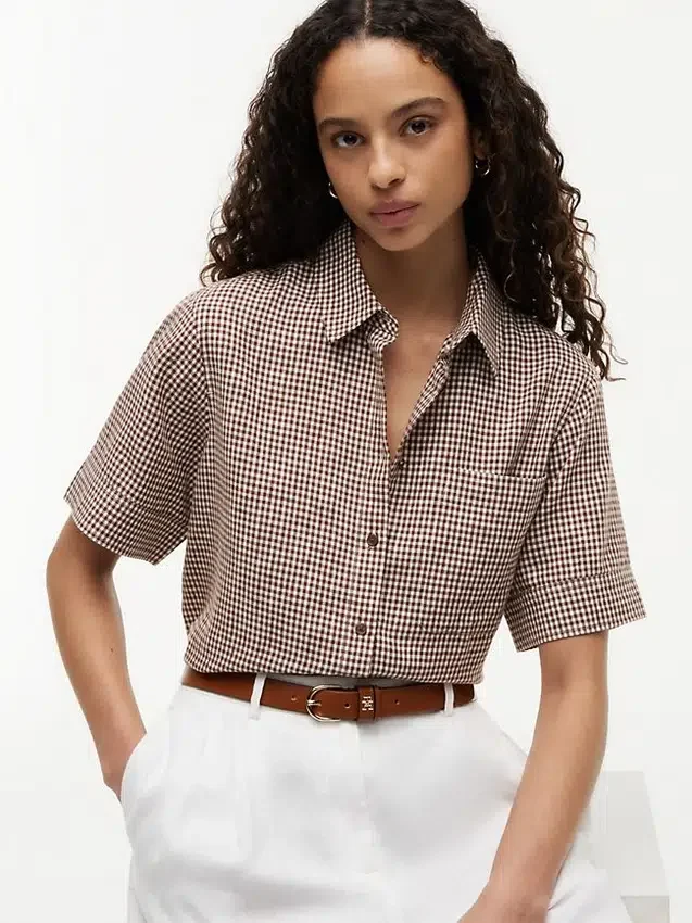 Gingham Linen-Blend Shirt Gingham Linen-Blend Shirt
