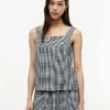 Gingham Linen-Blend Tank Top Gingham Linen-Blend Tank Top