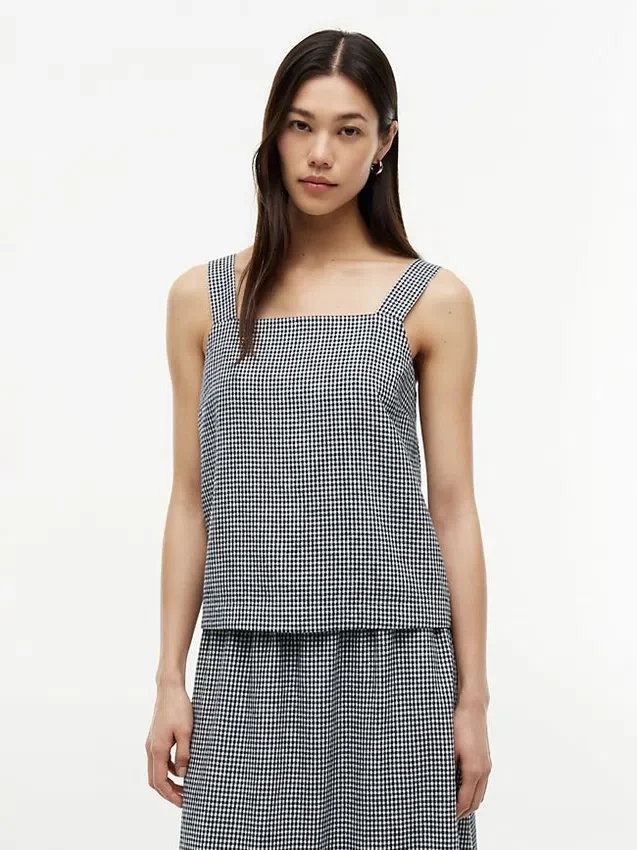 Gingham Linen-Blend Tank Top Gingham Linen-Blend Tank Top